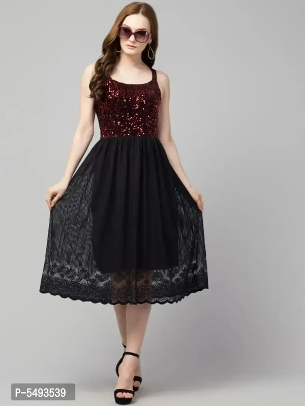 Trendy Sequinned Mesh Dress - l