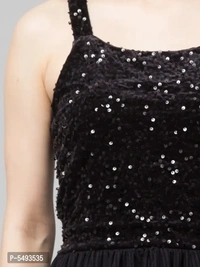 Trendy Sequinned Mesh Dress - M