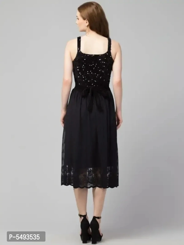 Trendy Sequinned Mesh Dress - M