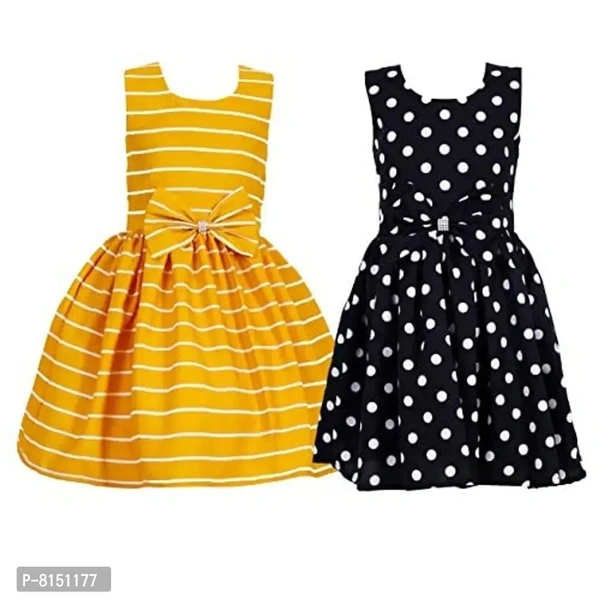 R Cube Girl's Poly Crape Straped Casual Wear Frock - 9-10 Years