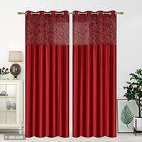 Soulful Creations Abstract Patch Design Curtain a Combination of Solid Plain with Sparkling Net.
