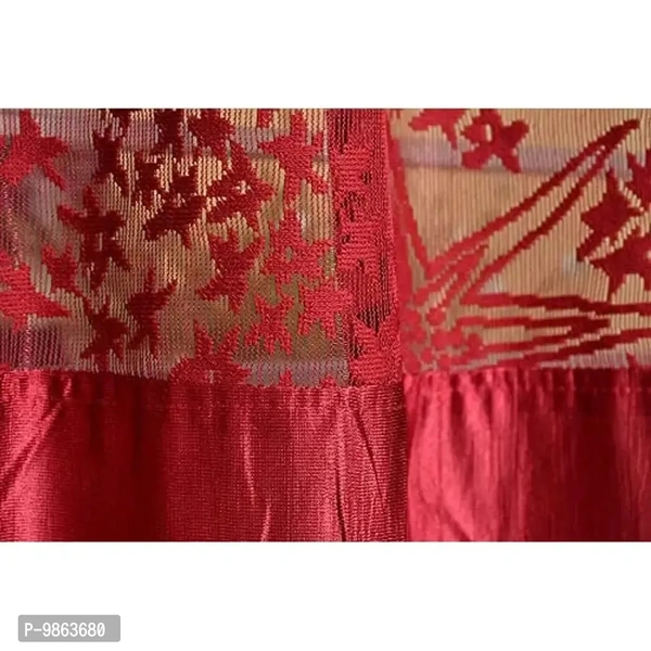 Soulful Creations Abstract Patch Design Curtain a Combination of Solid Plain with Sparkling Net.