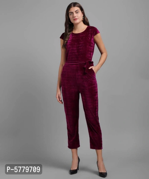 Vivient Women Maroon Velvet Jumpsuit - XL