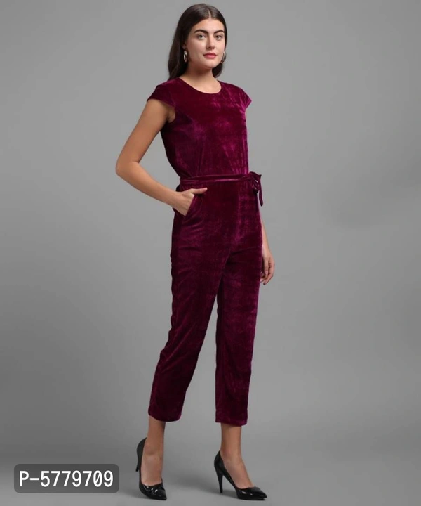 Vivient Women Maroon Velvet Jumpsuit - XL