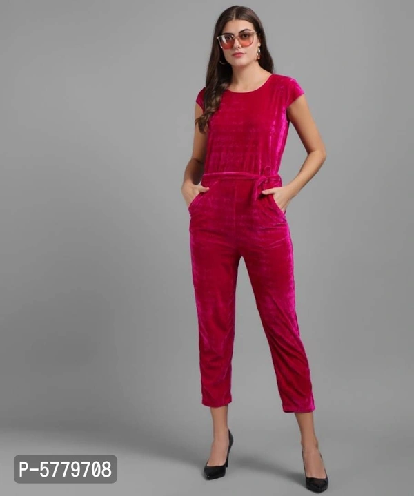 Vivient women pink velvet jumpsuits - M