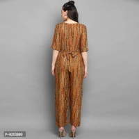 Trendy Designer Foil Printed Rayon Jumpsuit For Woman - M