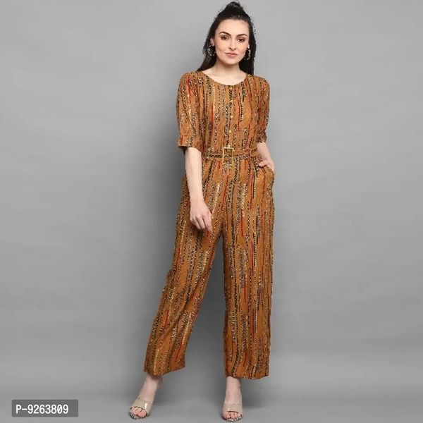 Trendy Designer Foil Printed Rayon Jumpsuit For Woman - l