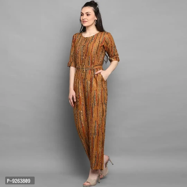 Trendy Designer Foil Printed Rayon Jumpsuit For Woman - l