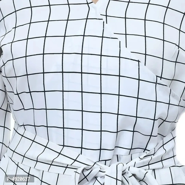 Women's White Crepe Checked Jumpsuit - S