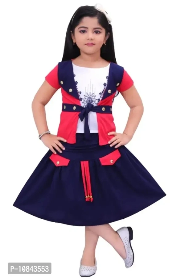 Girls knee length party wear skirt with top - 6-7 Years