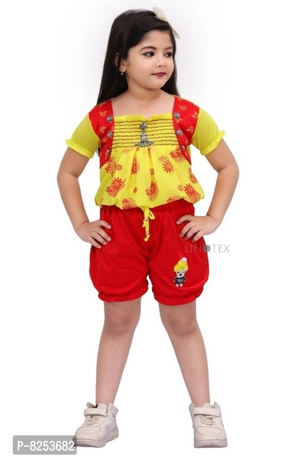 Girls party wear shorts with top - 3-4 Years
