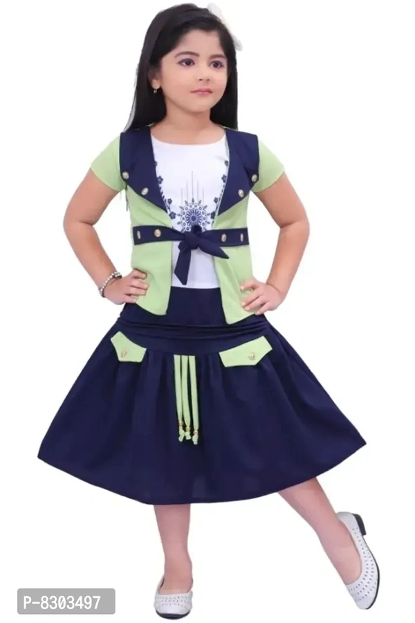 Girls knee length party wear skirt with top - 6-7 Years