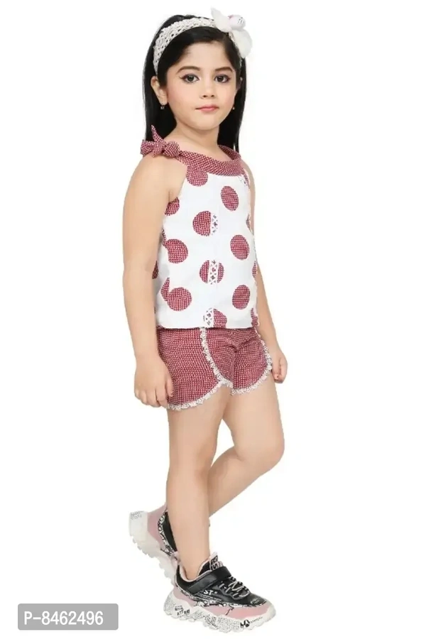 Kids Girls Cotton Blend Stylish HotPant Top Set - 4-5 Years