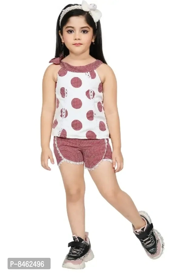 Kids Girls Cotton Blend Stylish HotPant Top Set - 7-8 Years