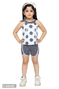 Kids Girls Cotton Blend Stylish HotPant Top Set - 2-3 Years