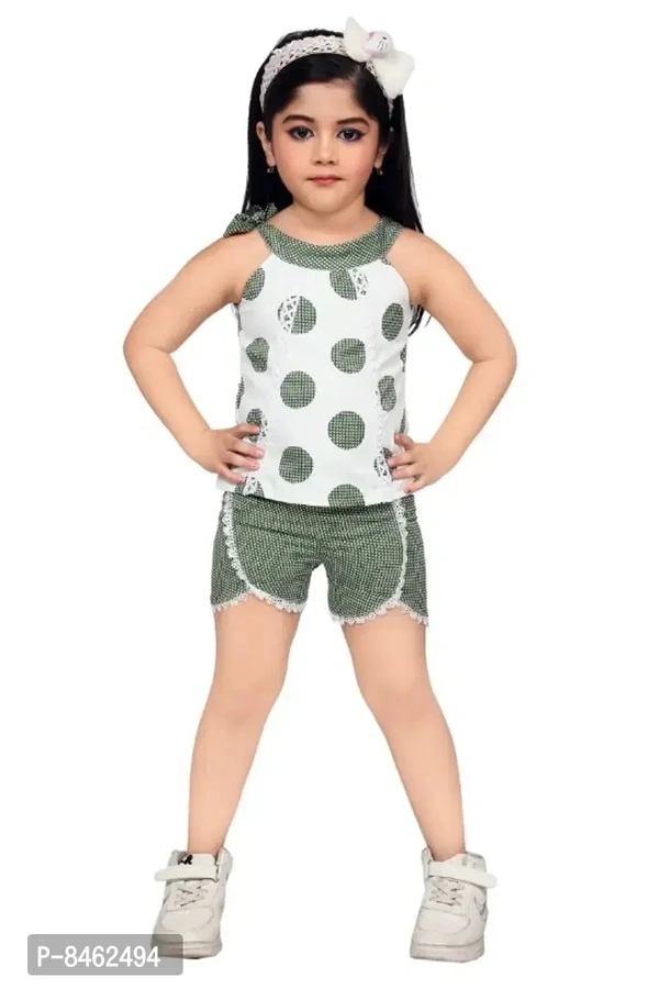 Kids Girls Cotton Blend Stylish HotPant Top Set - 6-7 Years