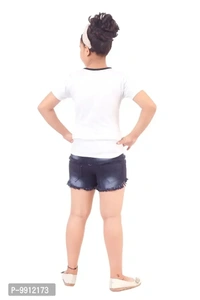 Girls Denim Hot Short with a pack of T shirt - 6-7 Years