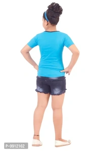 Girls Denim Hot Short with a pack of T shirt - 9-10 Years