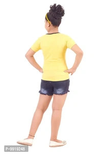 Girls Denim Hot Short with a pack of T shirt - 6-7 Years