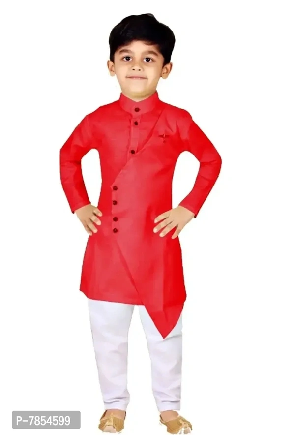 Boys Ethnic Wear Kurta pajama Dress set Arrow Style - Orange, 6-7 Years