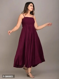 Rayon Fit Flared Western Wear Gown For Women/Girls/Ladies (Wine)