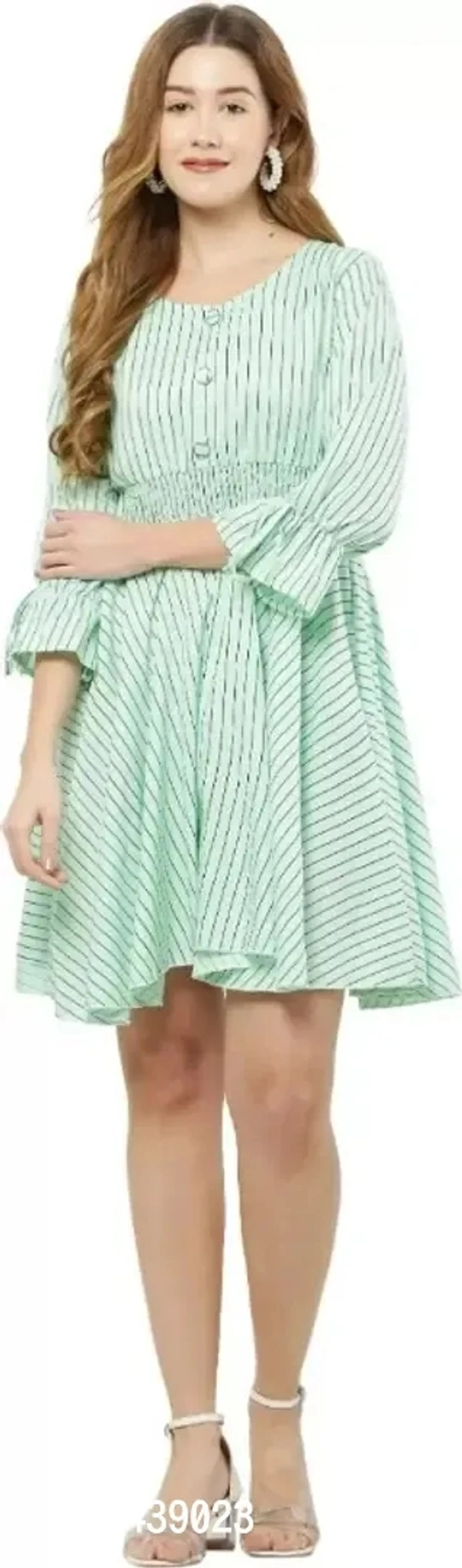 Stylish Viscose Rayon Fit and Flare Dress For Women - M