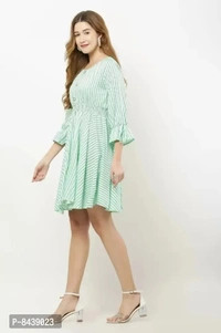 Stylish Viscose Rayon Fit and Flare Dress For Women - M