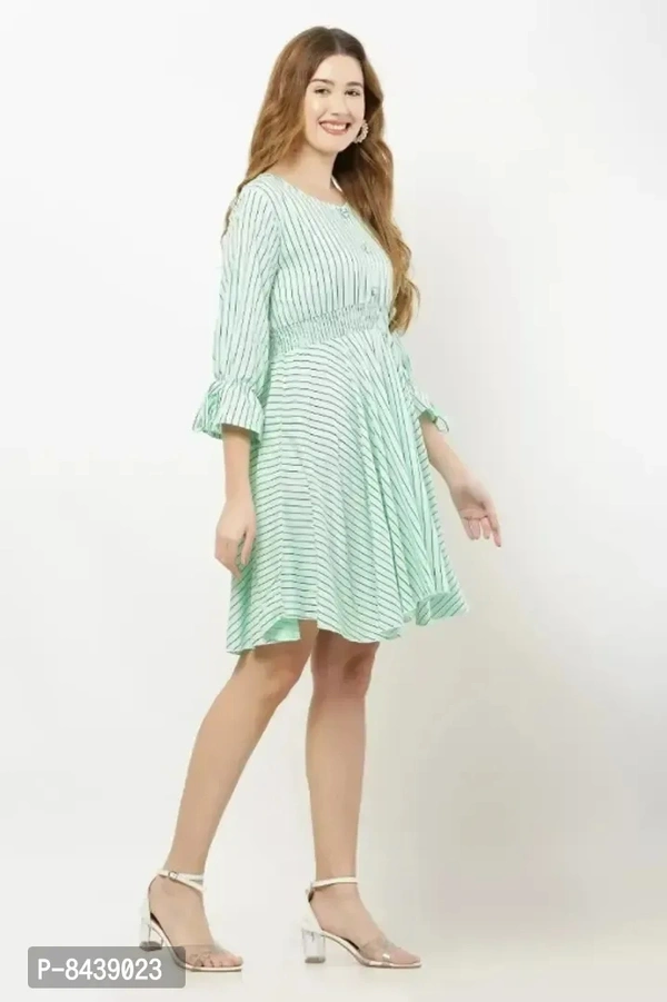 Stylish Viscose Rayon Fit and Flare Dress For Women - M