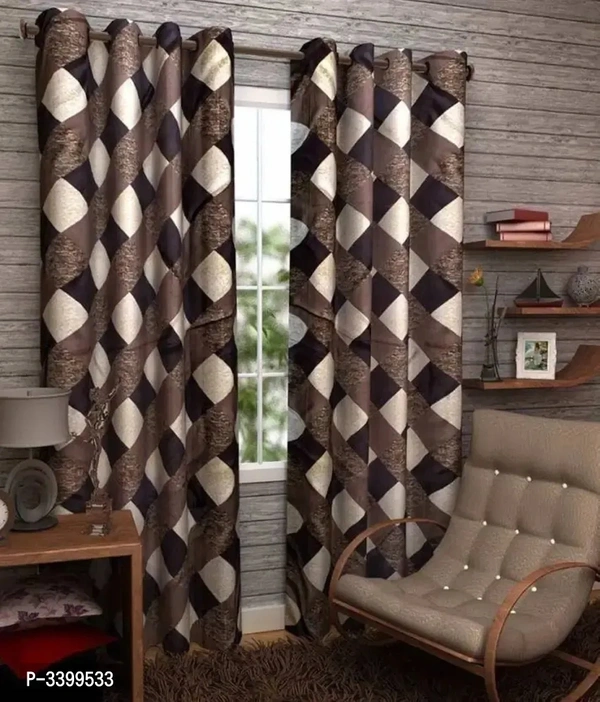 Royal Brown Polyester Door Curtain Set | Rod Pocket Fitting | 84x48 Inches