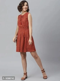 Women Stylish Viscose Rayon Fit and Flare Dress - L