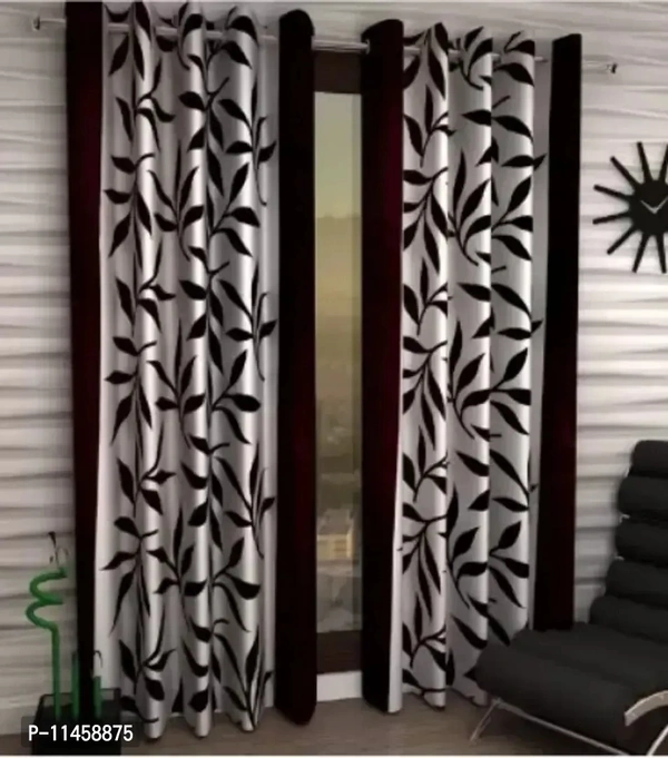 Classic Polyester Printed Door Curtain, Pack of 2