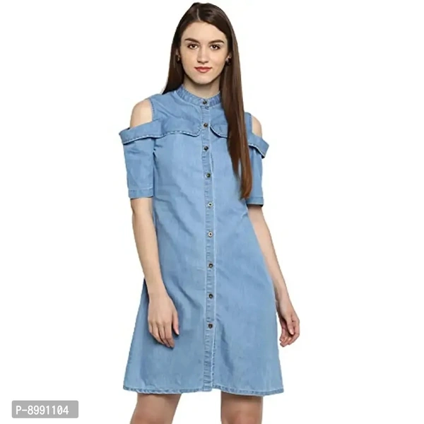 StyleStone Women's Shirt Knee Length Dress - M