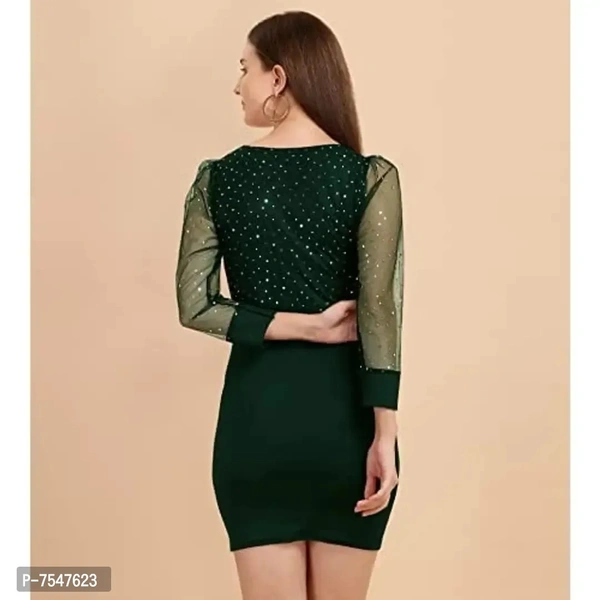 Sheetal Associates Women's Elegant Glitter Long Sleeve V Neck Bodycon Mini Cocktail Party Dress - L