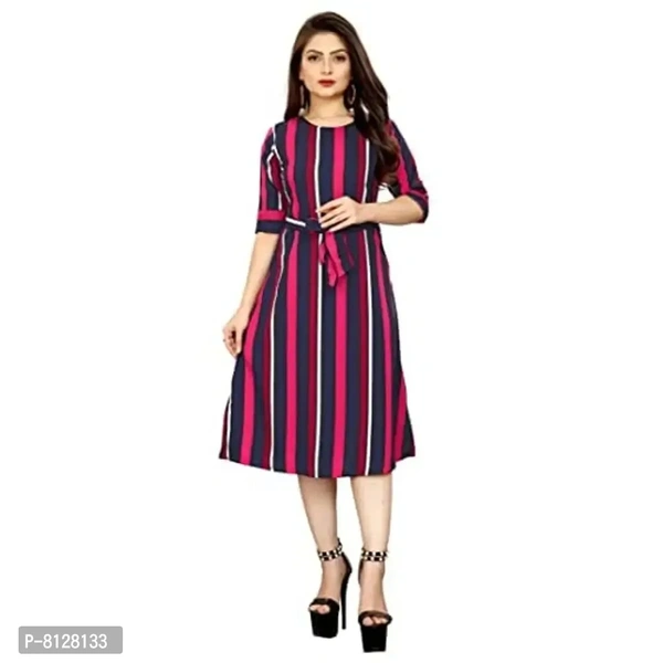 AA Creation Crepe Striped Floral Short Western Dress for Women 137_S One Piece Dresses for Women Casual - XL