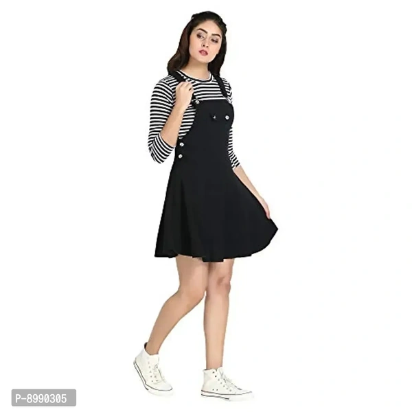 DIMPY GARMENTS Blended Women's Dungaree Dress with Top - S
