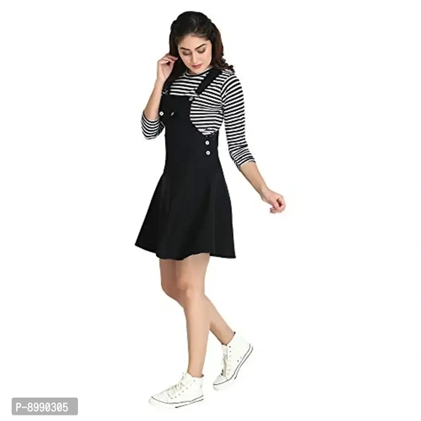 DIMPY GARMENTS Blended Women's Dungaree Dress with Top - M