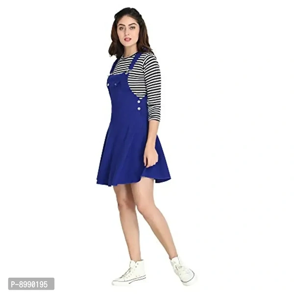 DIMPY GARMENTS Blended Women's Dungaree Dress with Top - S