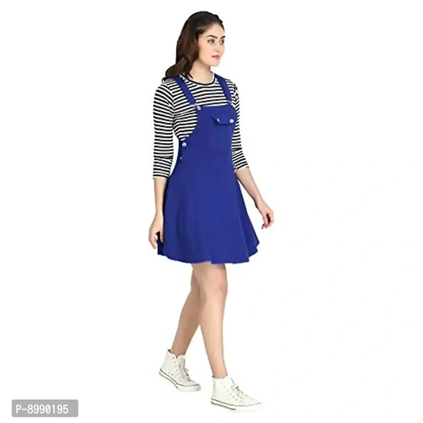 DIMPY GARMENTS Blended Women's Dungaree Dress with Top - S