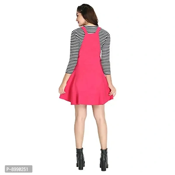 DIMPY GARMENTS Blended Women's Dungaree Dress with Top - M