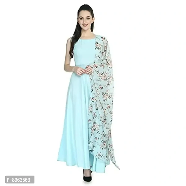 RUDRAKRITI Women's Crepe Maxi Dress and duptta Set - M