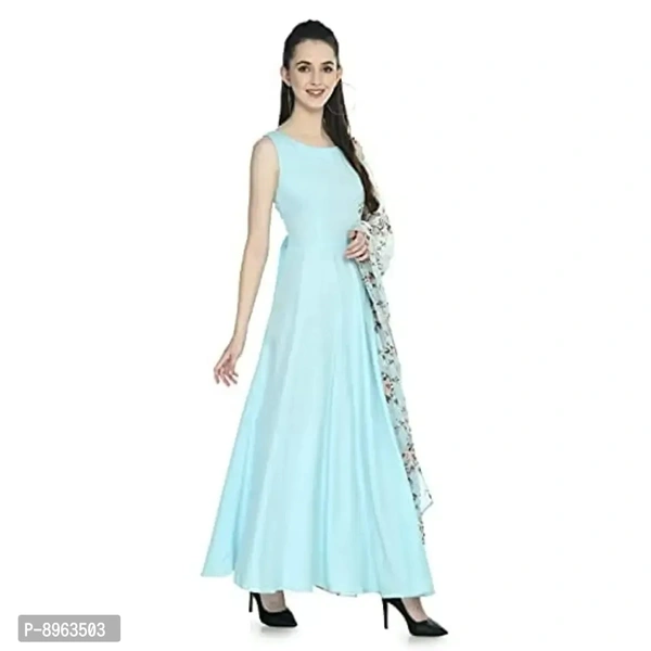 RUDRAKRITI Women's Crepe Maxi Dress and duptta Set - M