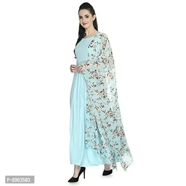 RUDRAKRITI Women's Crepe Maxi Dress and duptta Set - XL