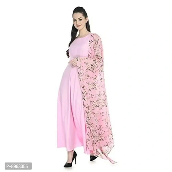 RUDRAKRITI Women's Crepe Maxi Dress and duptta Set - M