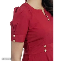 Women's FIT FINE Knee Lenth MIDI Dress-3 (Small, Maroon) - S