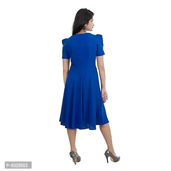 Women's FIT FINE Knee Lenth MIDI Dress-3 (Medium, Royal Blue) - M