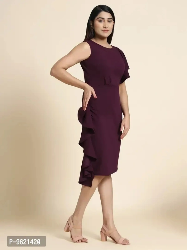 Stylish Fancy Lycra Solid Bodycon Dress For Women - M