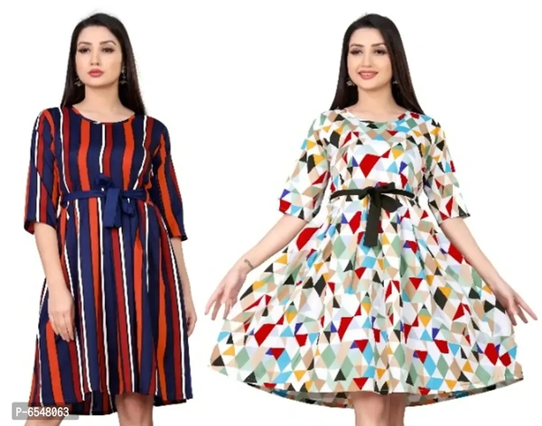 Casual Multi Colour Printed Design dresses (Combo Of 2) - XL