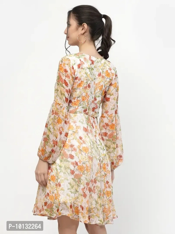 Attractive Midi Length Georgette Printed Fit And Flare Dress Combo For Women Pack Of 3 - S