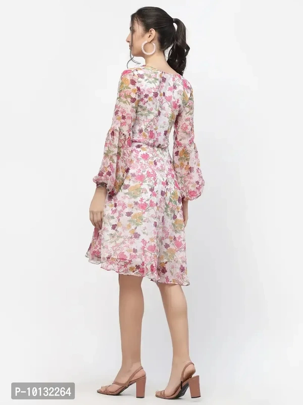 Attractive Midi Length Georgette Printed Fit And Flare Dress Combo For Women Pack Of 3 - S
