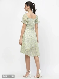 Attractive Midi Length Georgette Printed Fit And Flare Dress Combo For Women Pack Of 3 - M